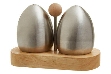 Orsina Stainless Steel and Rubberwood Salt and Pepper Shaker Set