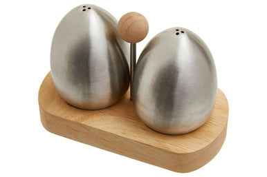 Orsina Stainless Steel and Rubberwood Salt and Pepper Shaker Set