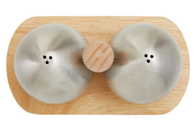 Orsina Stainless Steel and Rubberwood Salt and Pepper Shaker Set