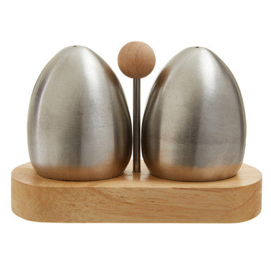 Orsina Stainless Steel and Rubberwood Salt and Pepper Shaker Set