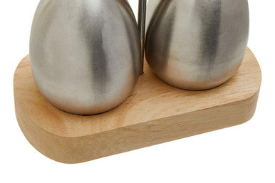 Orsina Stainless Steel and Rubberwood Salt and Pepper Shaker Set