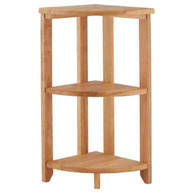 Orsina Heva 3-Tier Corner Shelf Unit – Tropical Hevea Wood Display