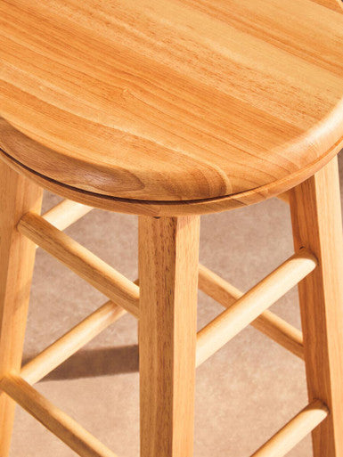 Orsina Chester Swivel Bar Stool – Natural Hevea Wood Revolving Seat