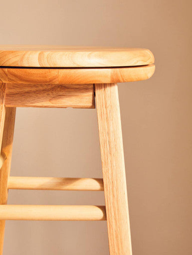 Orsina Chester Swivel Bar Stool – Natural Hevea Wood Revolving Seat