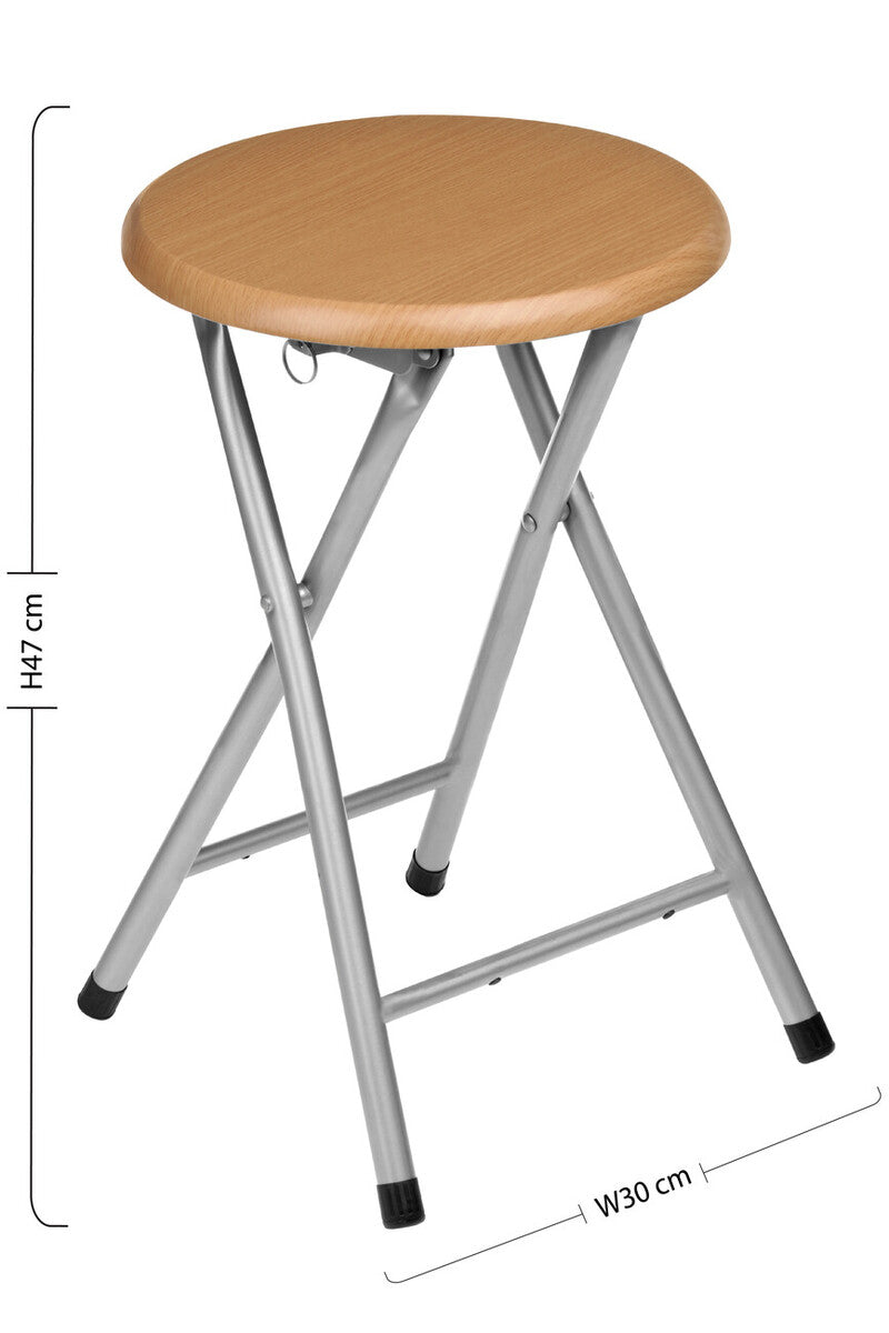 Orsina Hinata Folding Stool – Wood Veneer Seat & Space-Saving Design