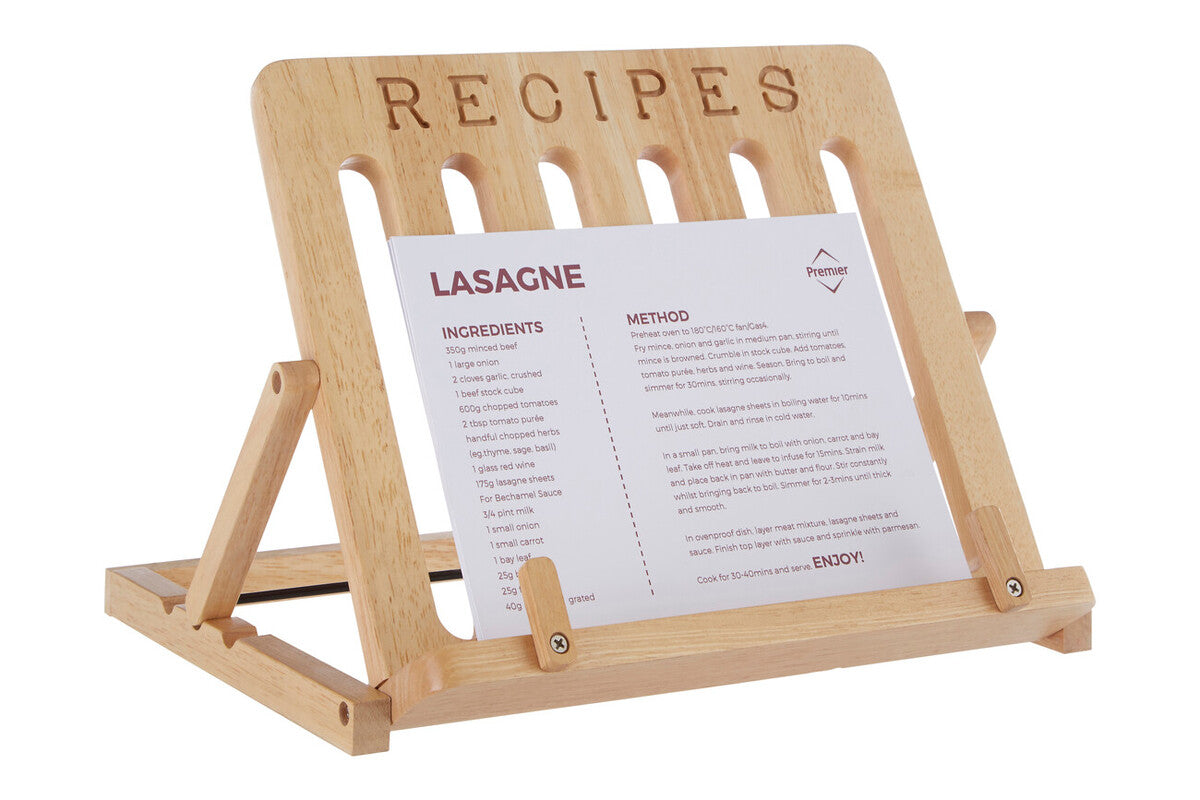 Orsina Soka Hevea Wood Cookbook Stand | Adjustable Recipe & Tablet Holder