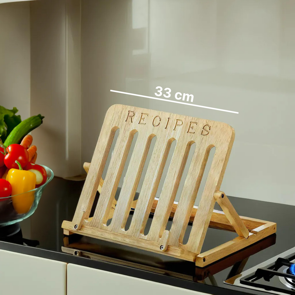 Orsina Soka Hevea Wood Cookbook Stand | Adjustable Recipe & Tablet Holder