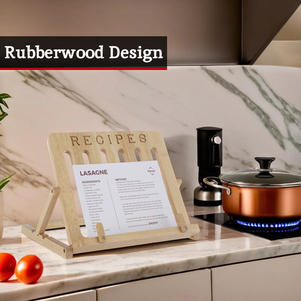 Orsina Soka Hevea Wood Cookbook Stand | Adjustable Recipe & Tablet Holder