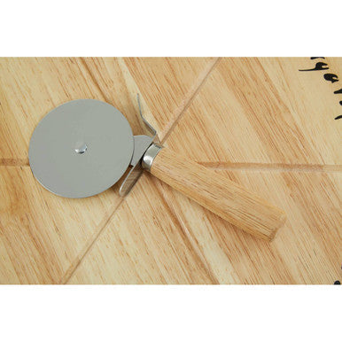 Orsina Rubberwood Pizza Board Set with Cutter and Slicing Guides