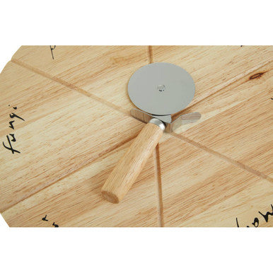 Orsina Rubberwood Pizza Board Set with Cutter and Slicing Guides
