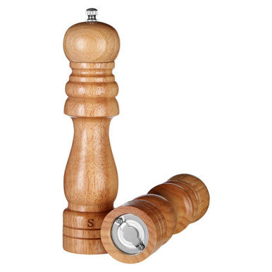 Orsina Rubber Wood Salt and Pepper Mill Set – 20.3cm Ceramic Grinders