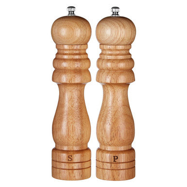 Orsina Rubber Wood Salt and Pepper Mill Set – 20.3cm Ceramic Grinders