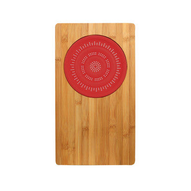 Orsina Aleki Bamboo Chopping Board with Red Collapsible Colander