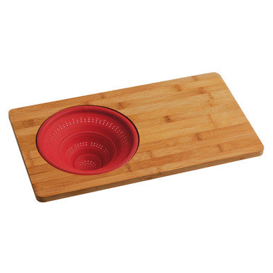 Orsina Aleki Bamboo Chopping Board with Red Collapsible Colander