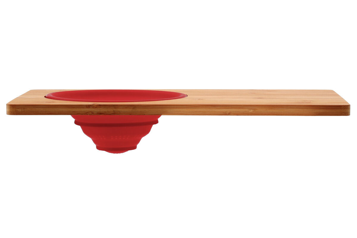 Orsina Aleki Bamboo Chopping Board with Red Collapsible Colander