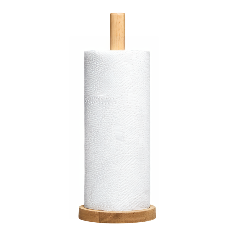 Orsina Soka Rubber Wood Kitchen Roll Holder | Stable Paper Towel Stand