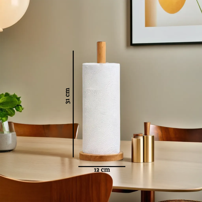 Orsina Soka Rubber Wood Kitchen Roll Holder | Stable Paper Towel Stand