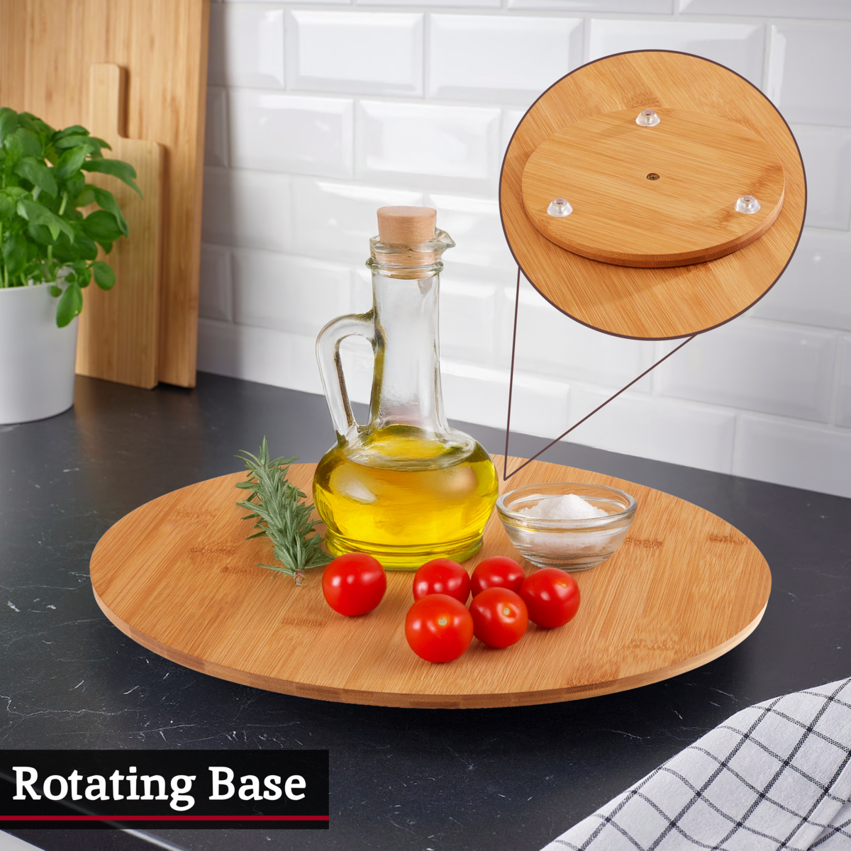 Orsina Aleki Bamboo Lazy Susan | Rotating Kitchen Table Turntable