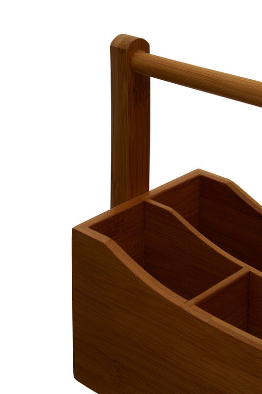 Orsina Aleki Bamboo Utensil Holder | 4-Compartment Cutlery Caddy