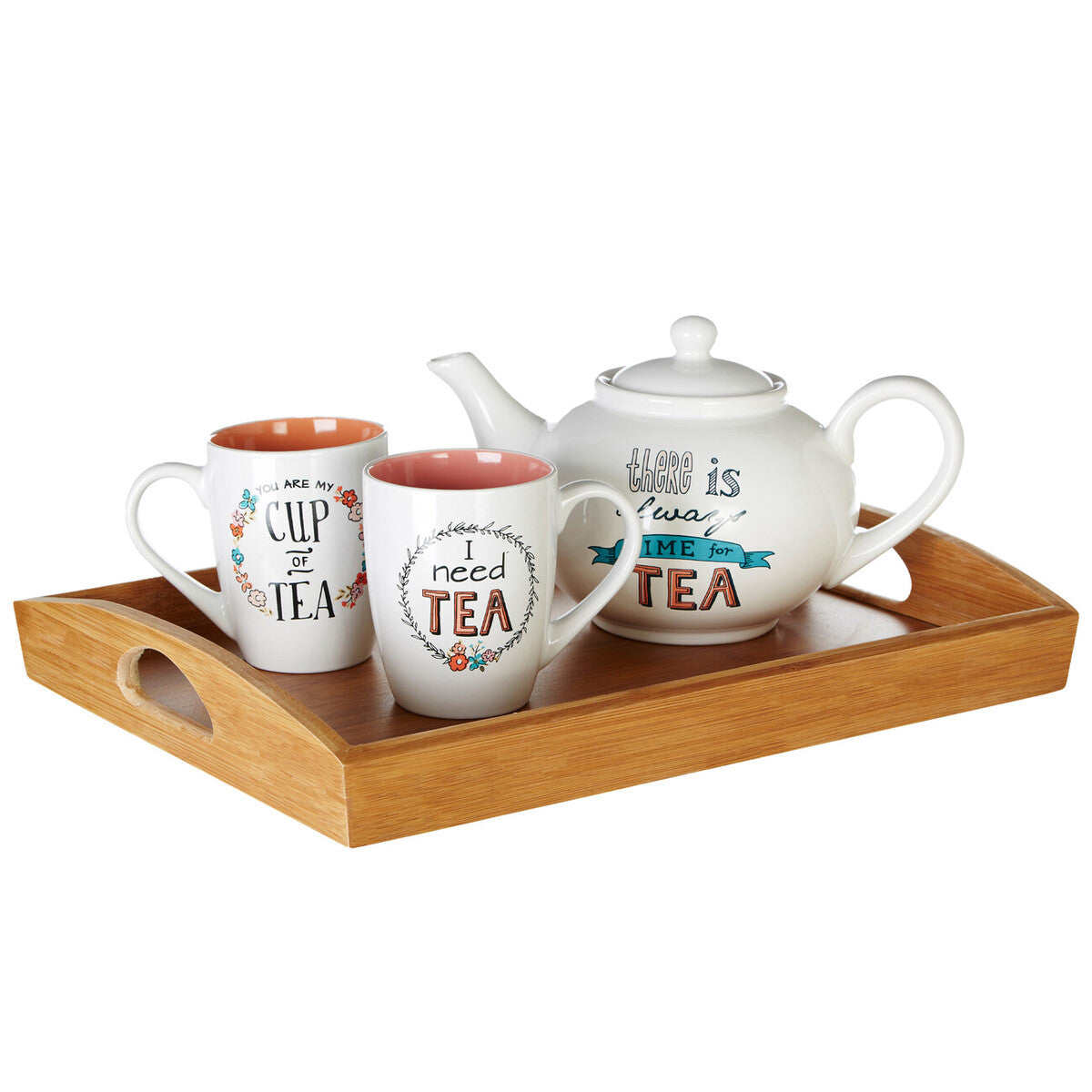 Orsina Aleki Bamboo Serving Tray with Handles – Natural Wood Finish