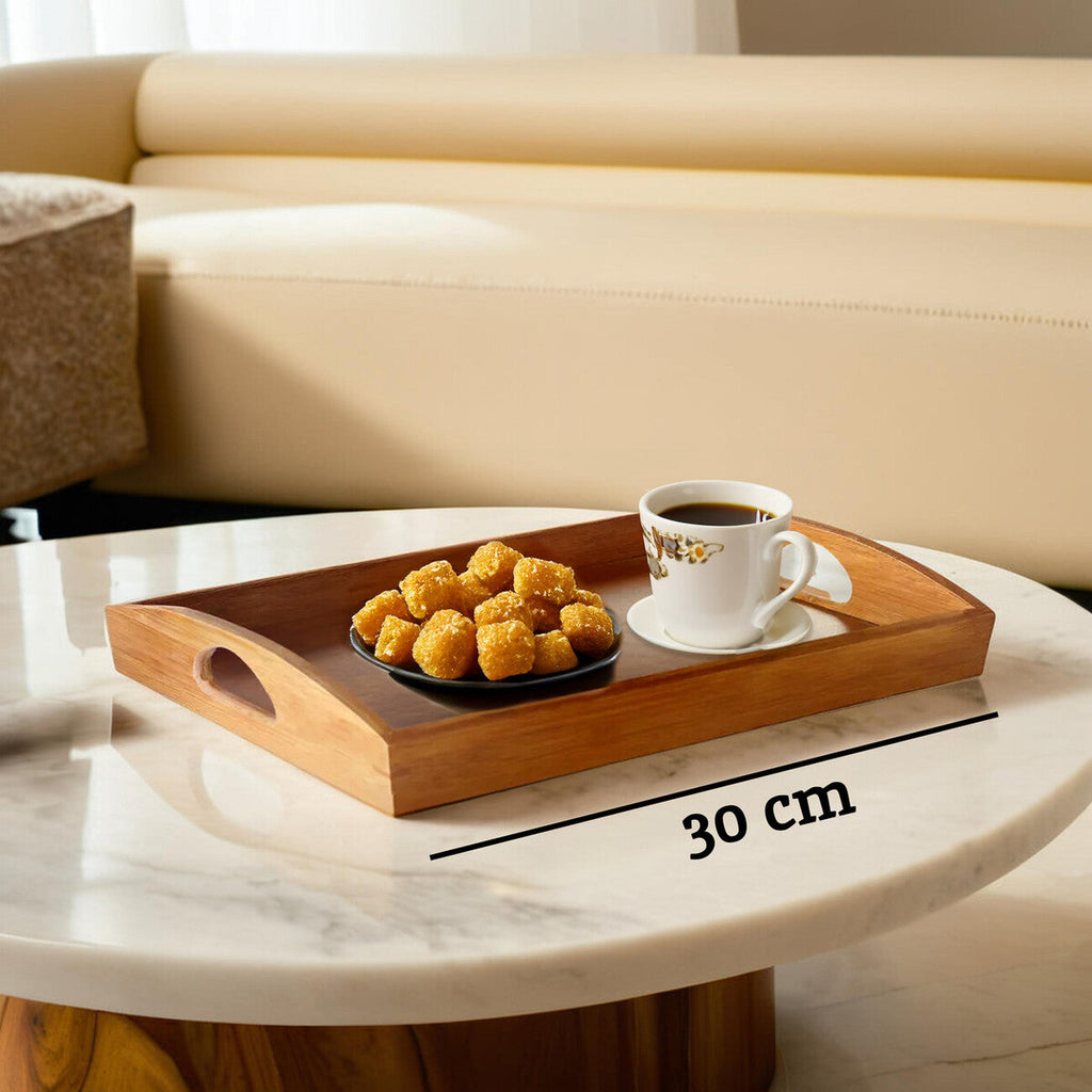 Orsina Aleki Bamboo Serving Tray with Handles – Natural Wood Finish