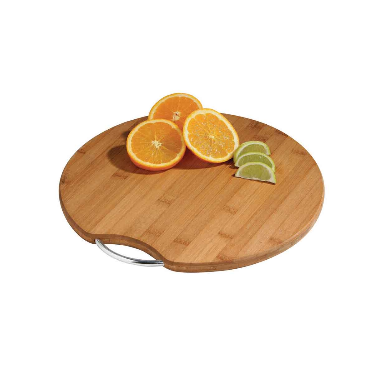 Orsina Aleki Bamboo Chopping and Serving Board with Chrome Handles