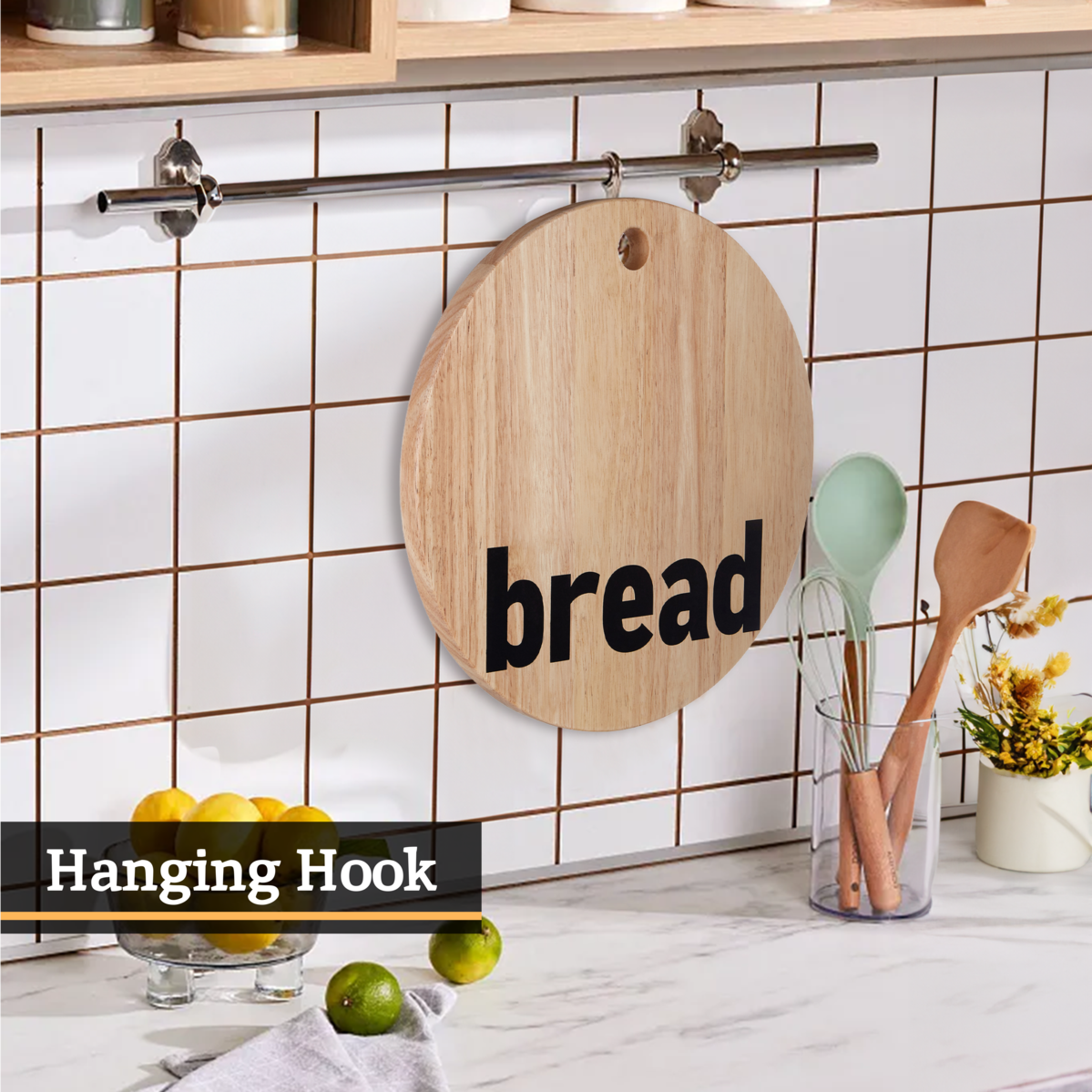 Orsina Rubberwood Bread Board – Durable 2cm Thick Slicing & Serving Tray