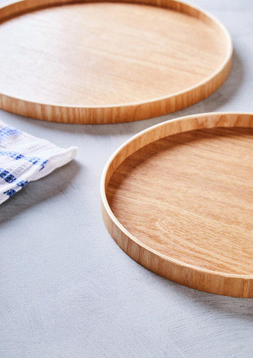 Orsina Bessan Large Round Serving Tray – Natural Fir Wood Decor