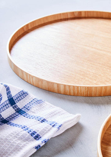 Orsina Bessan Large Round Serving Tray – Natural Fir Wood Decor
