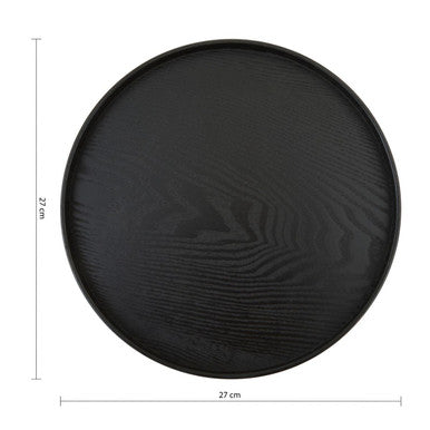Orsina Bessan Medium Round Black Fir Wood Serving Tray – 14 Inch