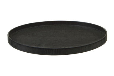 Orsina Bessan Large Black Fir Wood Tray | Round Decorative Serving Tray