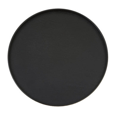 Orsina Bessan Large Black Fir Wood Tray | Round Decorative Serving Tray