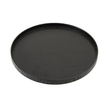 Orsina Bessan Large Black Fir Wood Tray | Round Decorative Serving Tray
