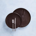 Orsina Bessan Large Black Fir Wood Tray | Round Decorative Serving Tray