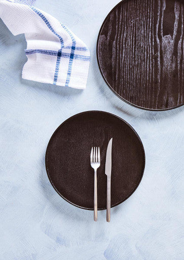 Orsina Bessan Large Black Fir Wood Tray | Round Decorative Serving Tray