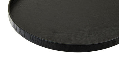 Orsina Bessan Large Black Fir Wood Tray | Round Decorative Serving Tray