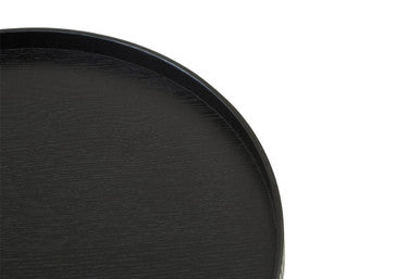Orsina Bessan Large Black Fir Wood Tray | Round Decorative Serving Tray