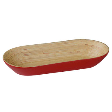 Orsina Kyoto Red Oblong Bamboo Bowl – Modern Serving Dish for Snacks