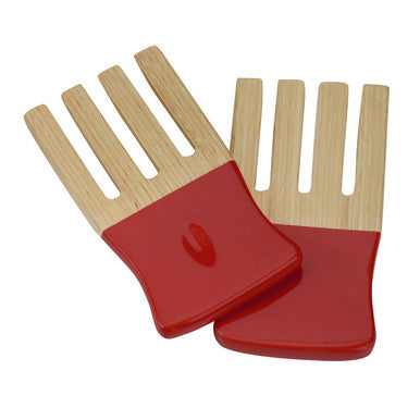 Orsina Kyoto Red Salad Hand Servers – Spun Bamboo Kitchen Utensils