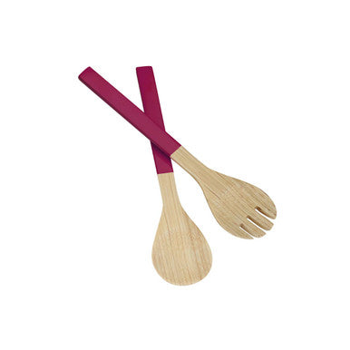 Orsina Kyoto Raspberry Salad Servers | Spun Bamboo Fork and Spoon Set