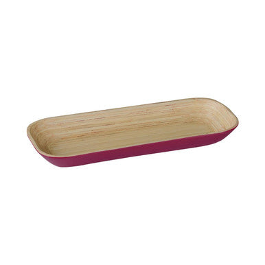 Orsina Kyoto Small Spun Bamboo Serving Tray – Raspberry Pink & Natural