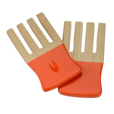 Orsina Kyoto Orange Salad Hand Servers – Spun Bamboo Serving Utensils