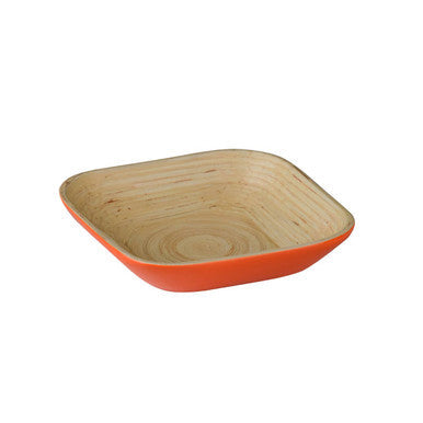 Orsina Kyoto Square Bamboo Serving Bowl – Orange and Natural Wood