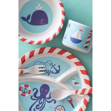 Orsina Pirate Bamboo Kids Dinner Set – 5 Piece Eco-Friendly Tableware