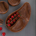 Orsina Acacia Wood Divided Serving Dish – Two Section Bean Shaped Tray