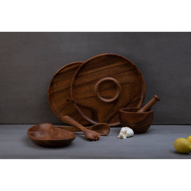 Orsina Acacia Wood Divided Serving Dish – Two Section Bean Shaped Tray