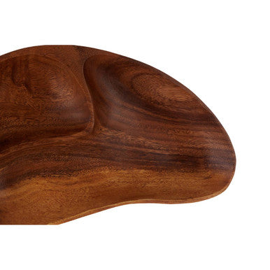 Orsina Acacia Wood Divided Serving Dish – Two Section Bean Shaped Tray