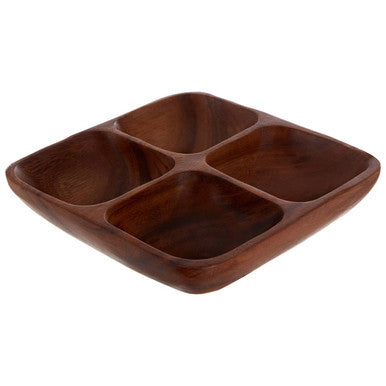 Orsina Kora Acacia Wood 4-Section Serving Dish | Hand-Carved Tray