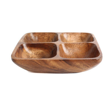 Orsina Kora Acacia Wood 4-Section Serving Dish | Hand-Carved Tray