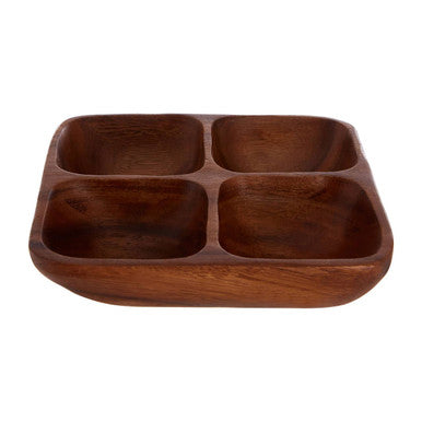 Orsina Kora Acacia Wood 4-Section Serving Dish | Hand-Carved Tray